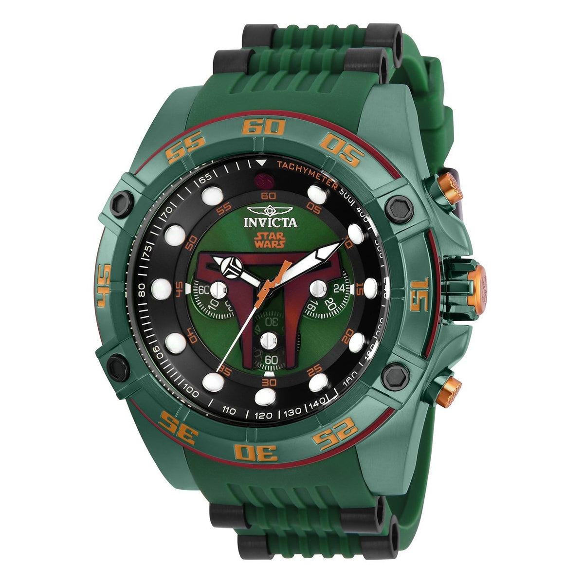 Invicta Men&#39;s 26543 Star Wars Boba Fett Green Polyurethane and Stainless Steel Watch