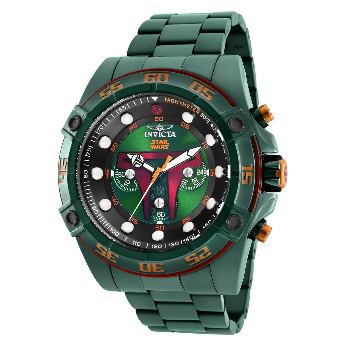 Invicta Men&#39;s 26544 Star Wars Boba Fett Green Polyurethane and Stainless Steel Watch