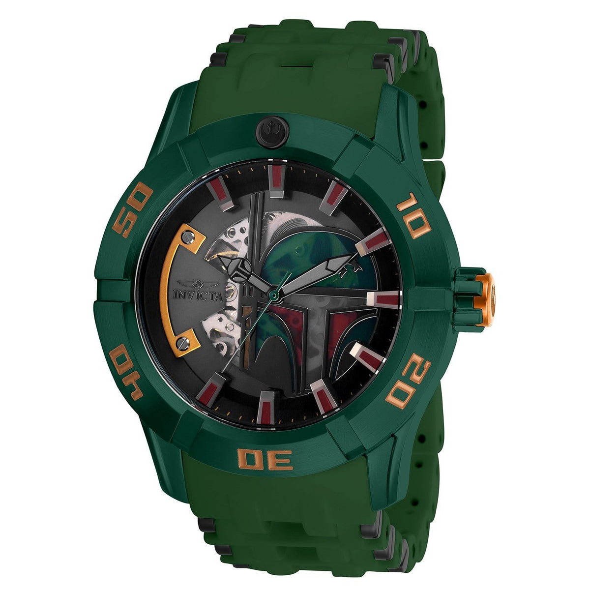 Invicta Men&#39;s 26545 Star Wars Boba Fett Automatic Green Polyurethane and Stainless Steel Watch