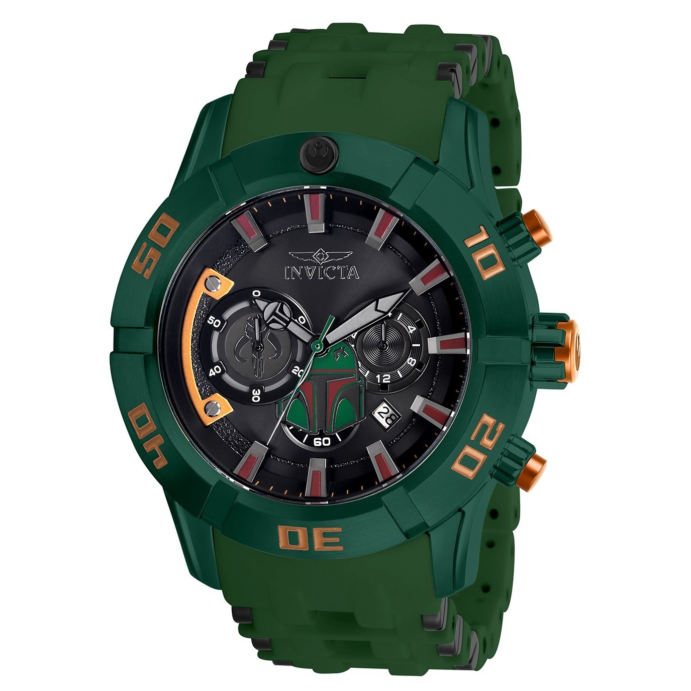 Invicta Men s 26546 Star Wars Boba Fett Green Polyurethane and Stainle Bezali