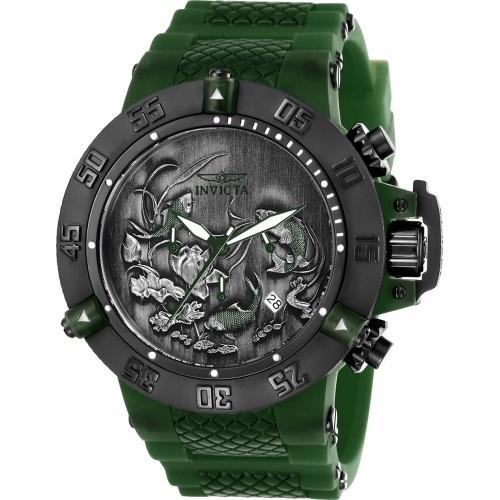 Invicta Men&#39;s 26563 Subaqua Anatomic Green Polyurethane and Stainless Steel Watch
