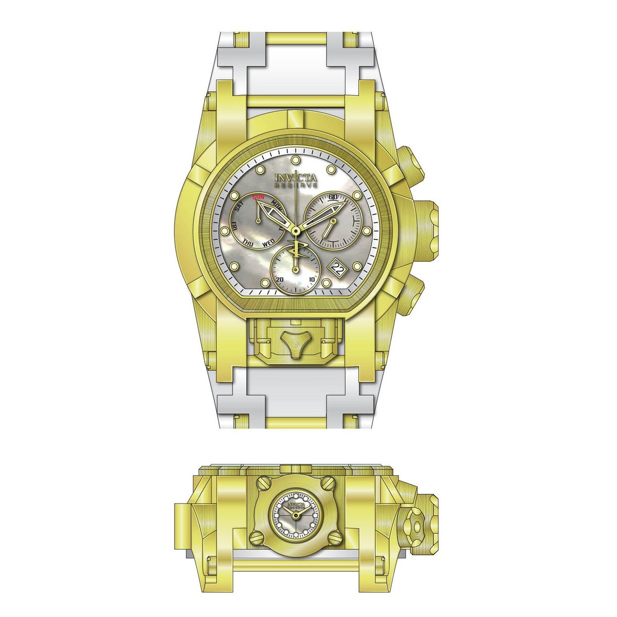 Invicta Men&#39;s 26714 Reserve Reserve White and Gold-Tone Inserts Polyurethane and Stainless Steel Watch