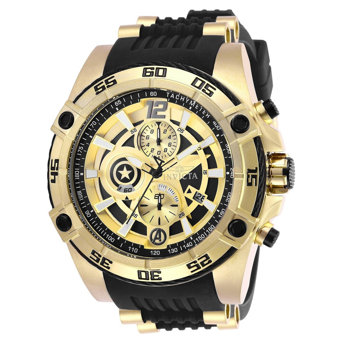 Invicta Men s 26781 Marvel Captain America Black Stainless Steel Watch Bezali