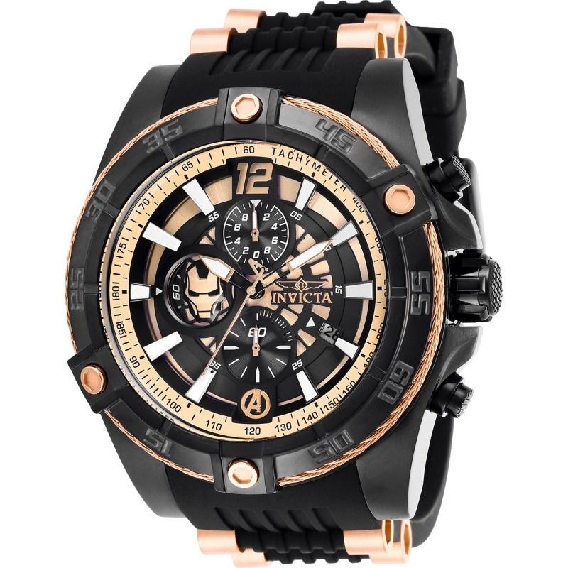 Invicta Men&#39;s 26798 Marvel Ironman Black and Rose-tone Inserts Stainless Steel Watch