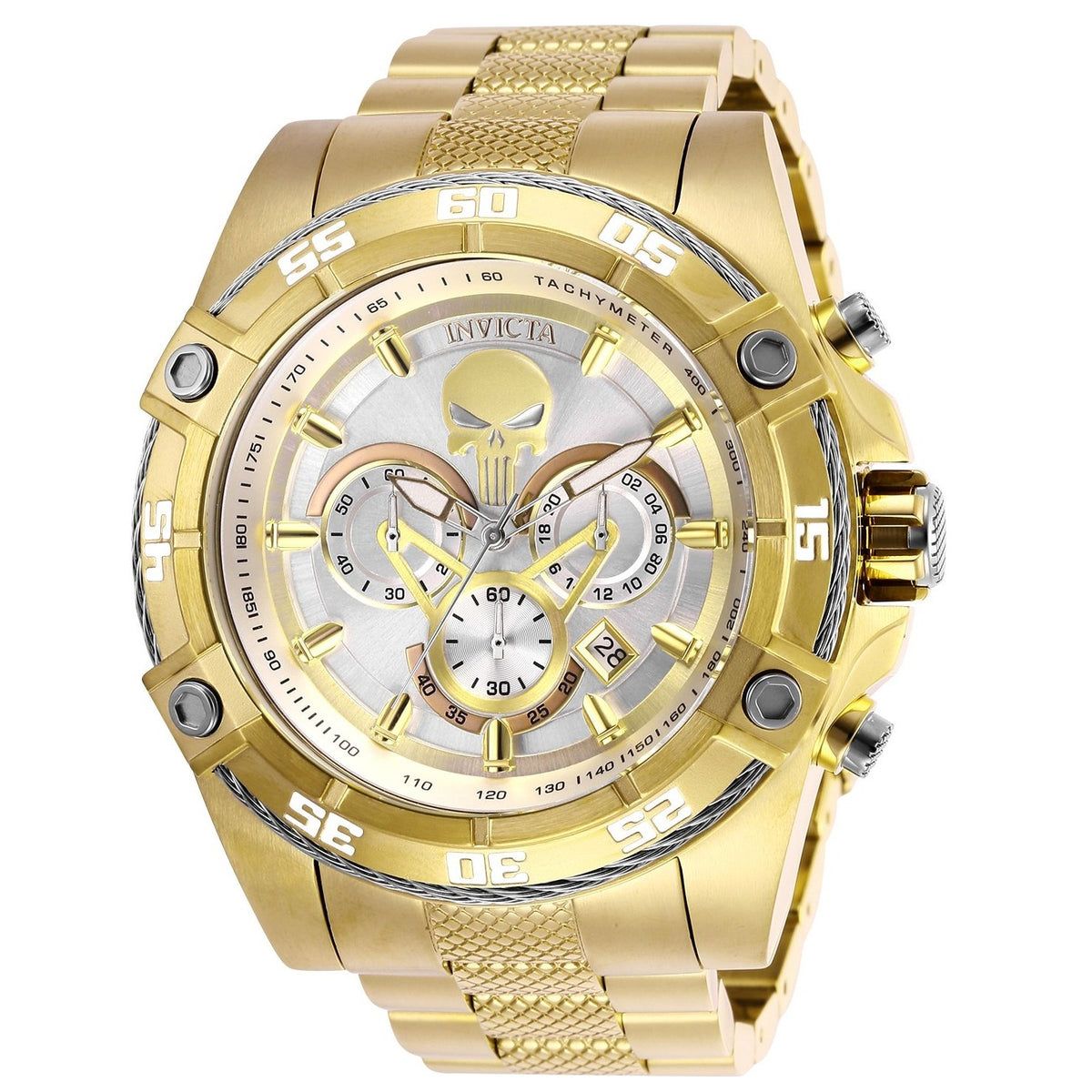 Invicta Men&#39;s 26864 Marvel Punisher Gold-Tone Stainless Steel Watch