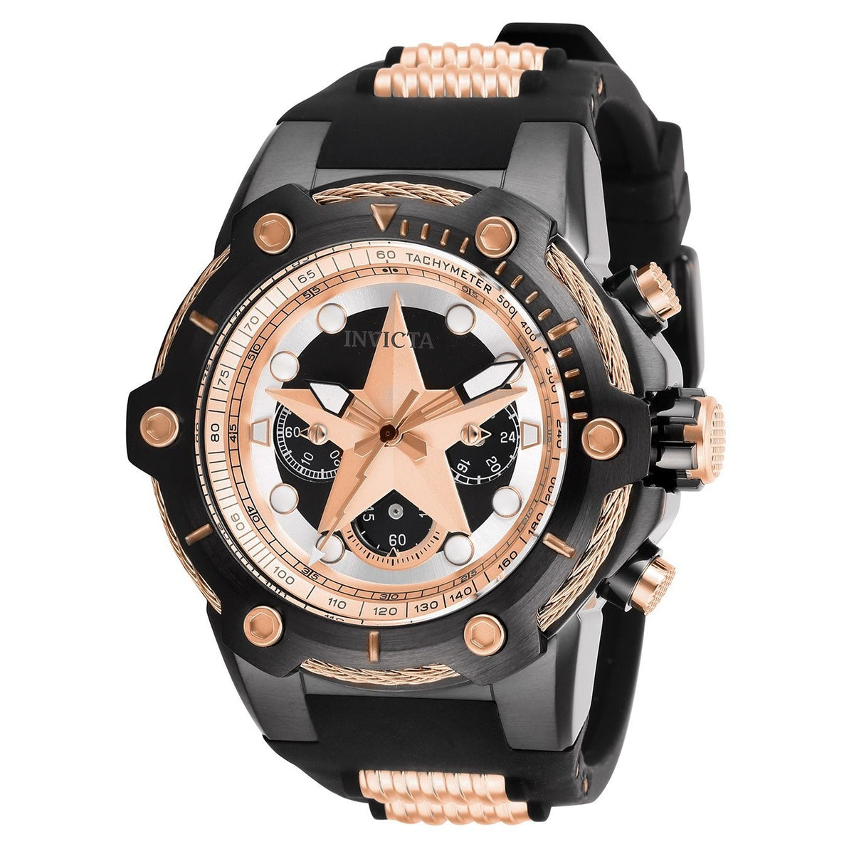 Invicta Men's 26904 Marvel Captain America Black and Rose-Tone Silicone Watch