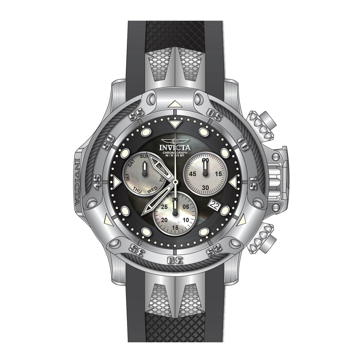 Invicta Men&#39;s 26960 Subaqua Black and Silver Polyurethane and Stainless Steel Watch