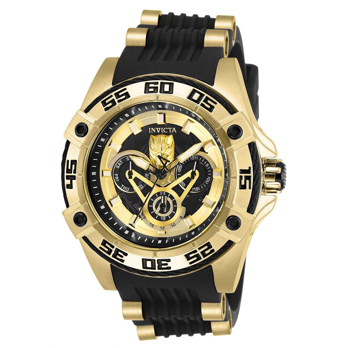 Invicta Women&#39;s 27030 Marvel Ironman Black and Gold-Tone Polyurethane and Stainless Steel Watch