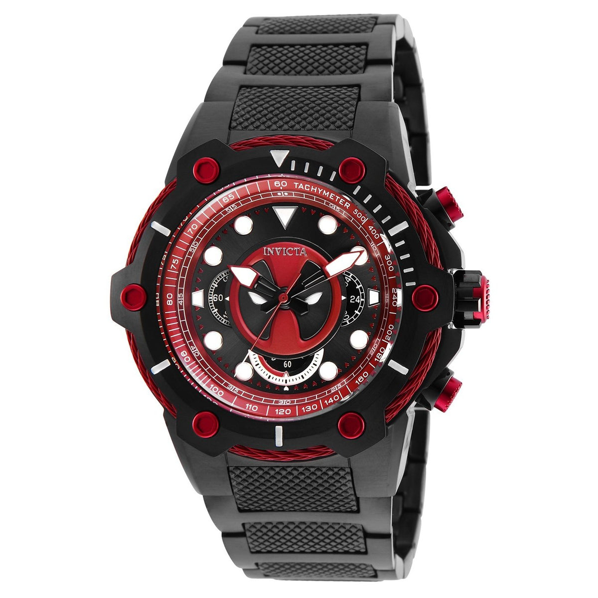 Invicta Men&#39;s 27324 Marvel Deadpool Black Stainless Steel Watch