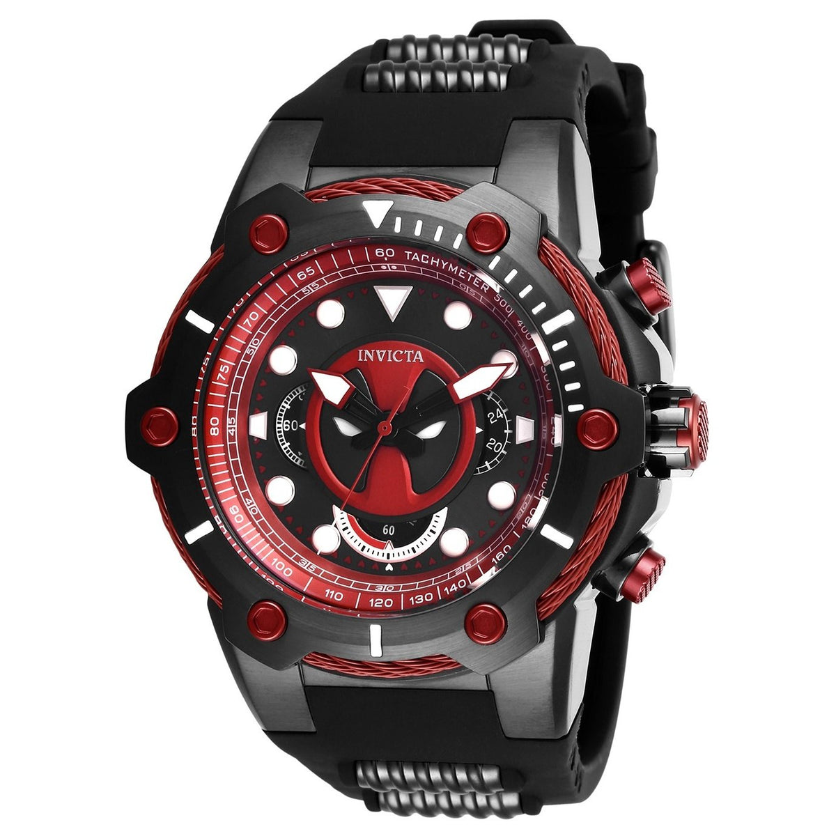 Invicta Men&#39;s 27325 Marvel Deadpool Black Silicone Watch