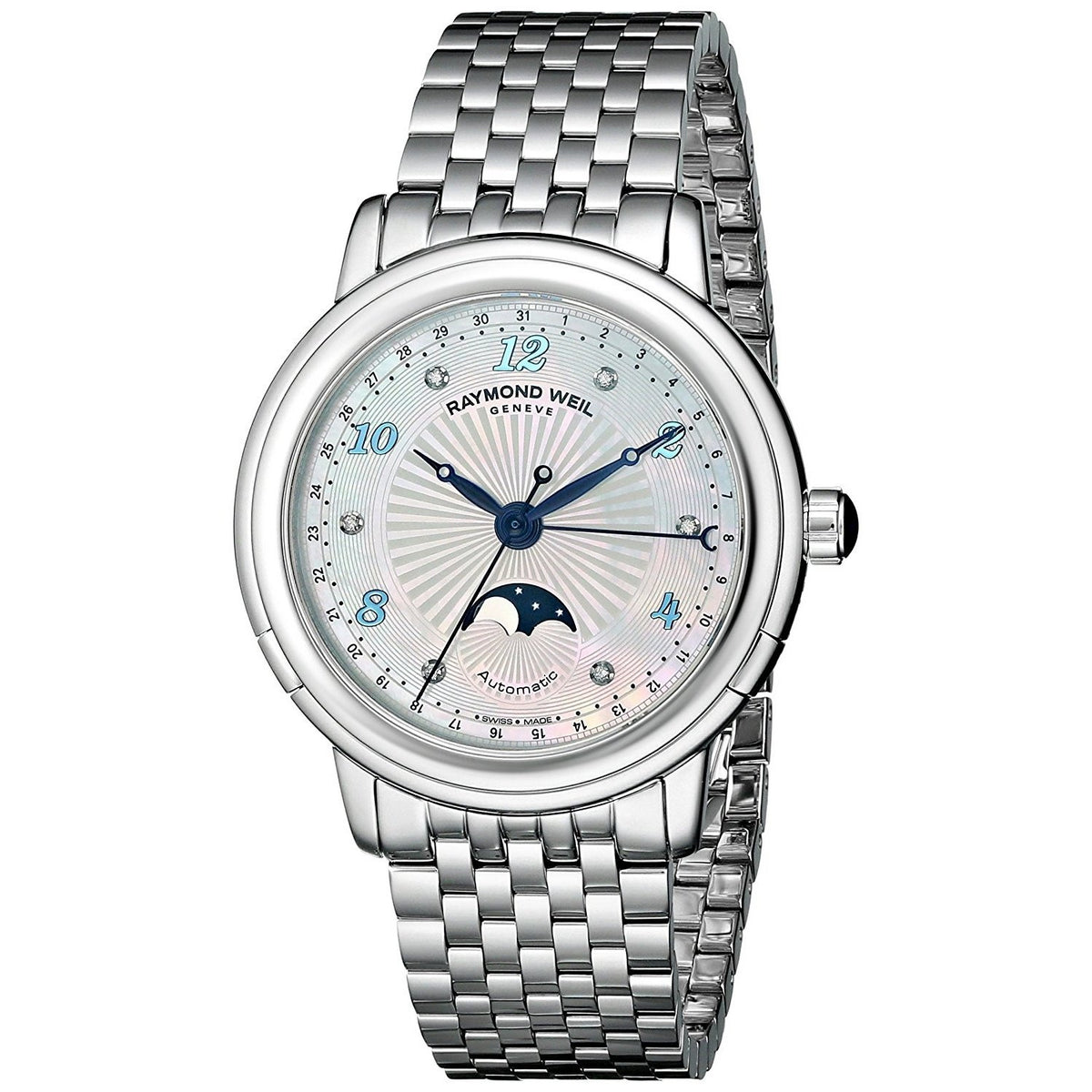 Raymond Weil Women&#39;s 2739-ST-05985 Maestro Moonphase Diamond Stainless Steel Watch