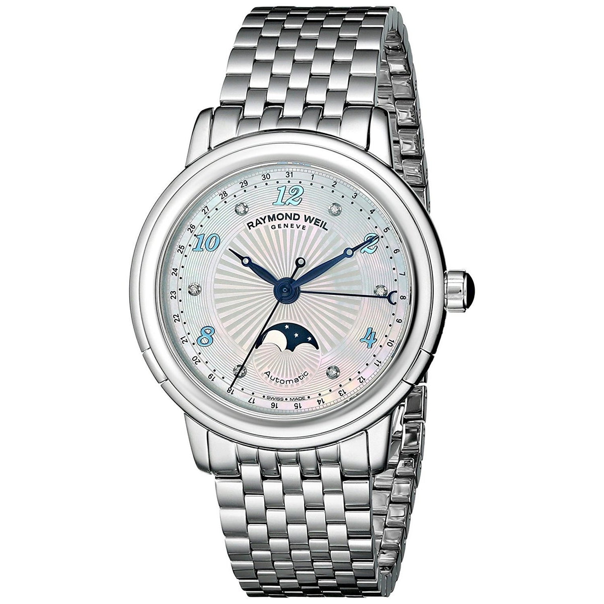 Raymond Weil Women&#39;s 2739-ST-05985 Maestro Moonphase Diamond Stainless Steel Watch