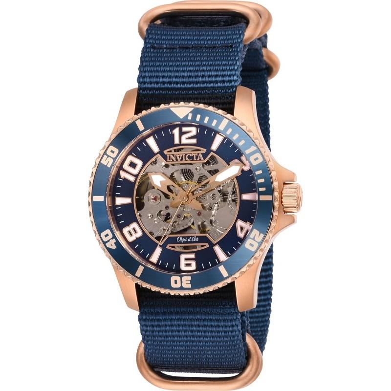 Invicta Men's 27592 Objet D Art Blue and Rose-Tone Nylon Watch