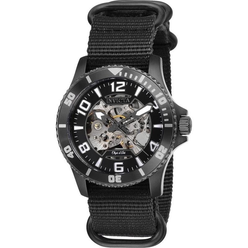 Invicta Men's 27593 Objet D Art Black and Gun Metal Nylon Watch
