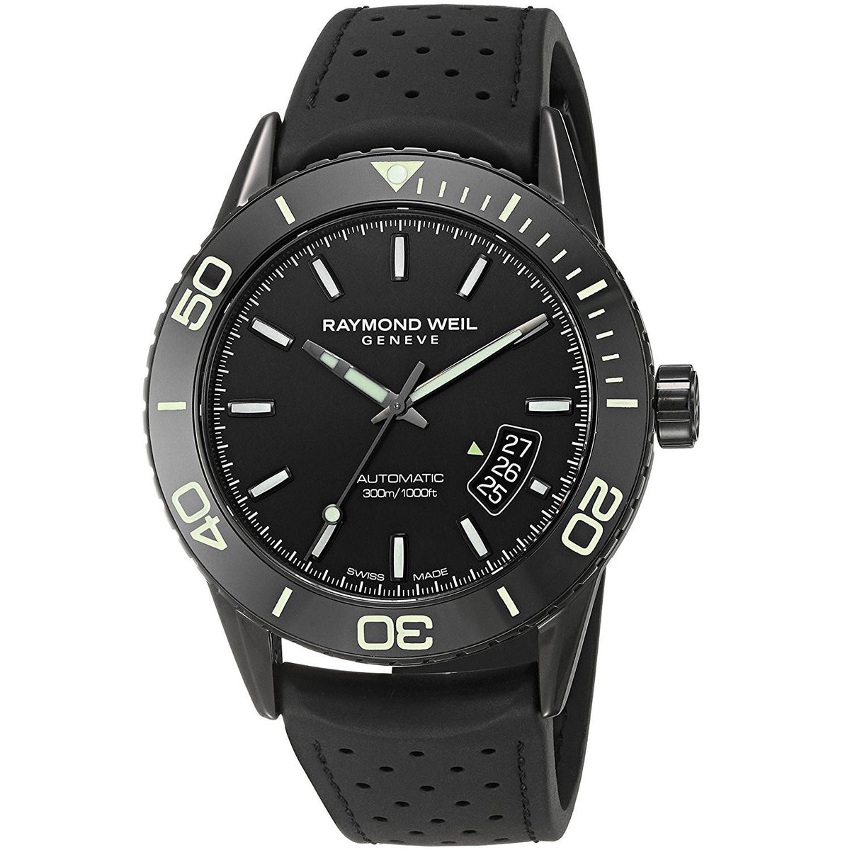 Raymond Weil Men&#39;s 2760-SB1-20001 Freelancer Automatic Black Rubber Watch