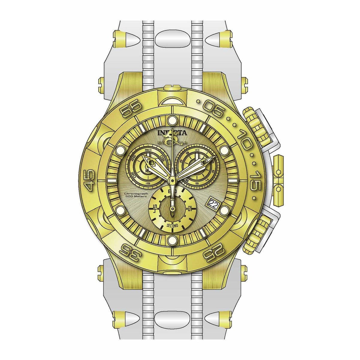 Invicta Men's 27684 Subaqua Noma V White and GLD Ins Polyurethane and Stainless Steel Watch