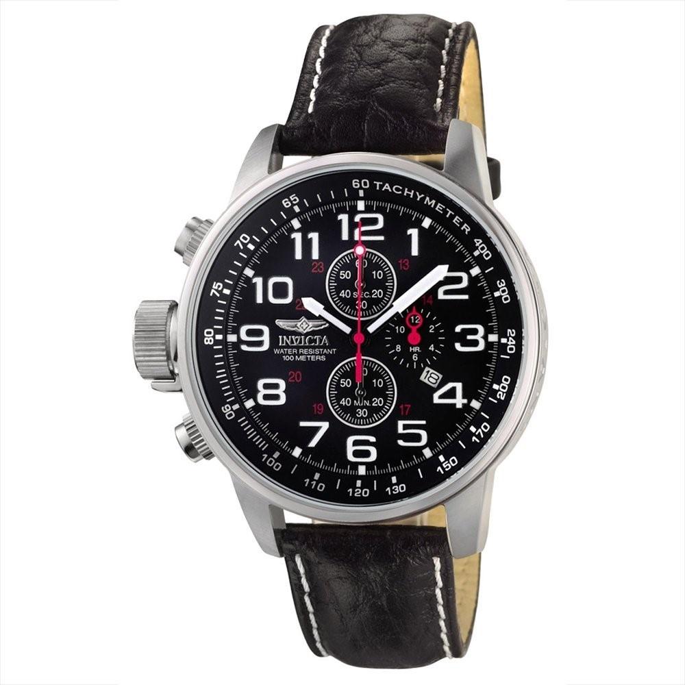 Invicta Men&#39;s 2770 I-Force Lefty Chronograph Black Leather Watch