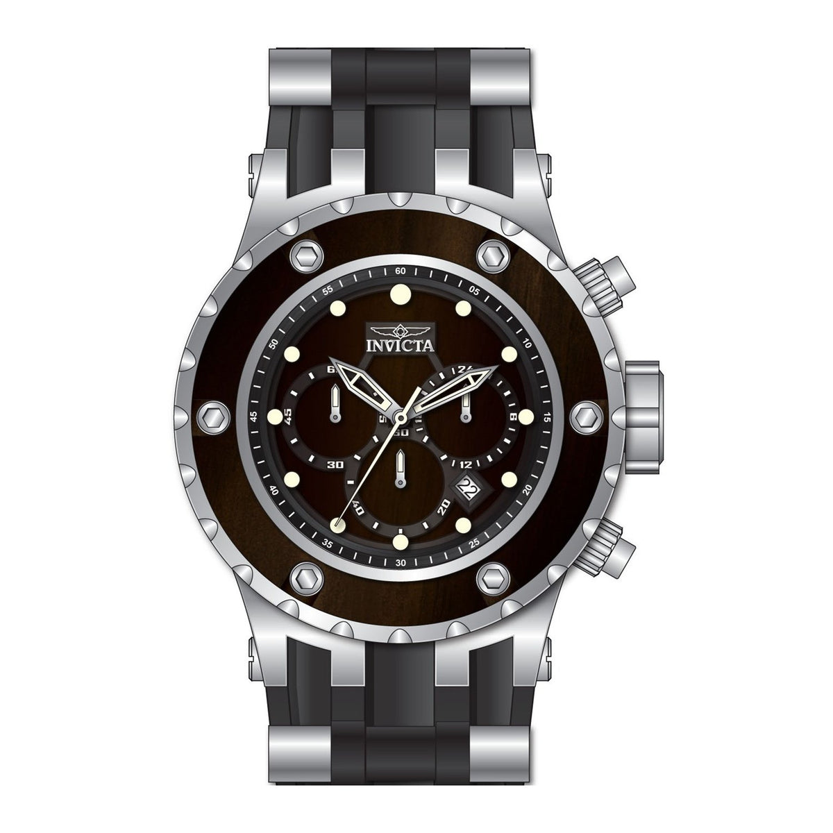 Invicta Men&#39;s 27907 Reserve Black and Silver Inserts Silicone Watch