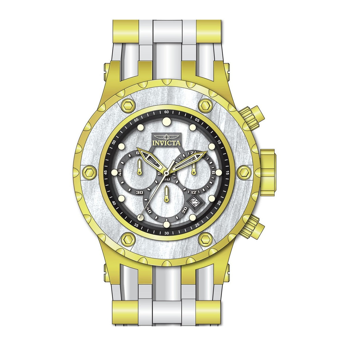 Invicta Men&#39;s 27915 Reserve White and GLD Ins Silicone Watch
