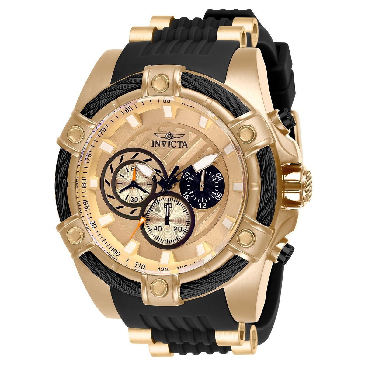 Invicta Men's 28014 Bolt Black and Rose-Tone Inserts Silicone Watch