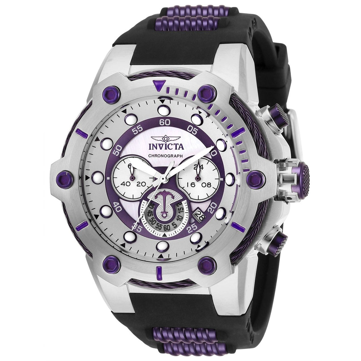 Invicta Men's 28038 Bolt Black and Silver Inserts Silicone Watch