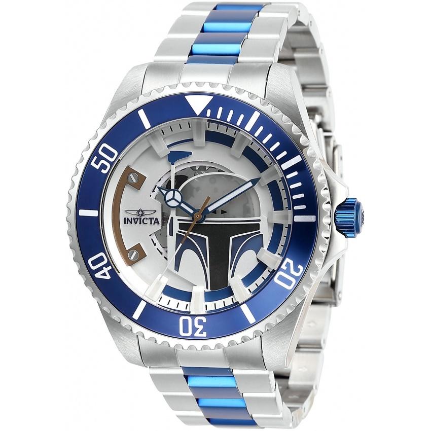 Invicta Men's 28058 Star Wars Jango Fett Silver and Blue Inserts Stainless Steel Watch