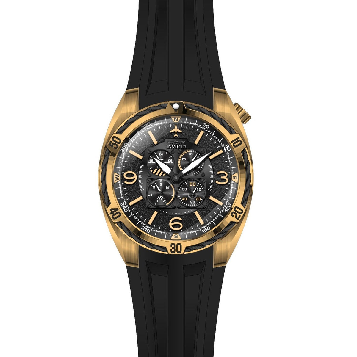 Invicta Men's 28083 Aviator Black Silicone Watch