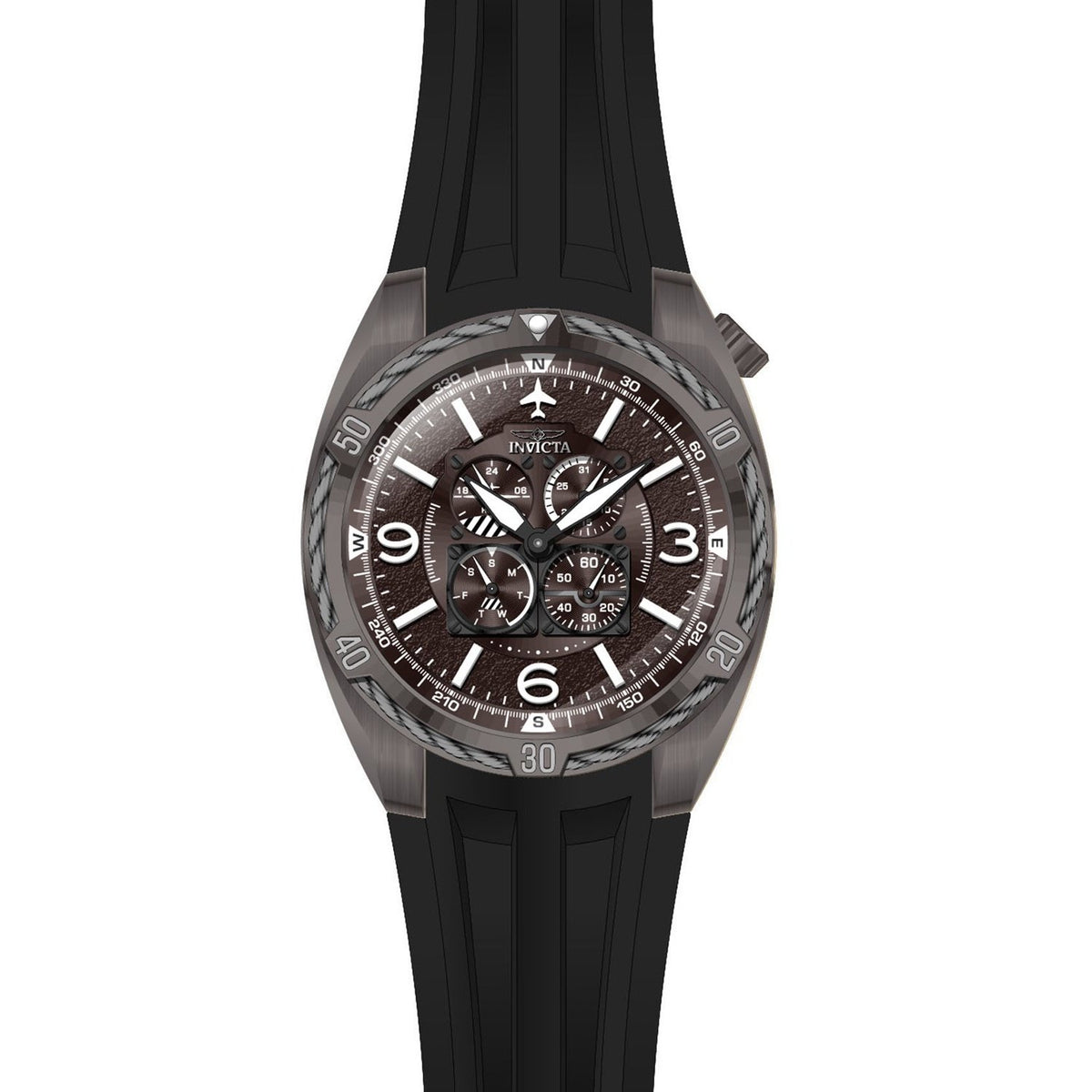 Invicta Men's 28084 Aviator Black Silicone Watch