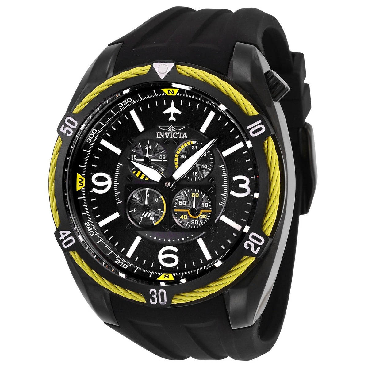 Invicta Men's 28085 Aviator Black Silicone Watch