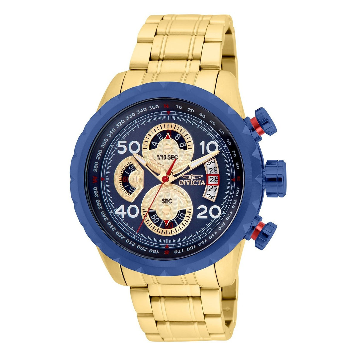 Invicta Men&#39;s 28148 Aviator Gold-Tone Stainless Steel Watch