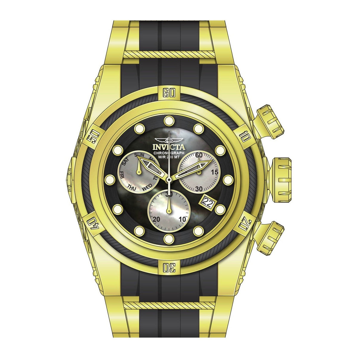 Invicta Men&#39;s 28157 Bolt Black and Gold-Tone Silicone Watch