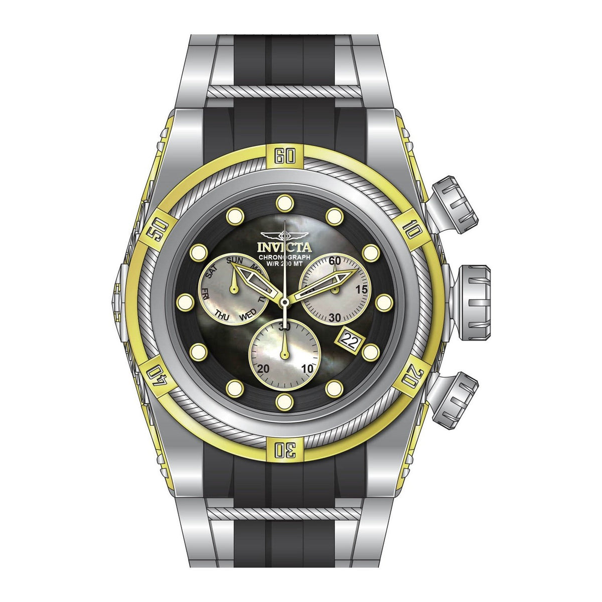 Invicta Men&#39;s 28159 Bolt Black and Silver Silicone Watch