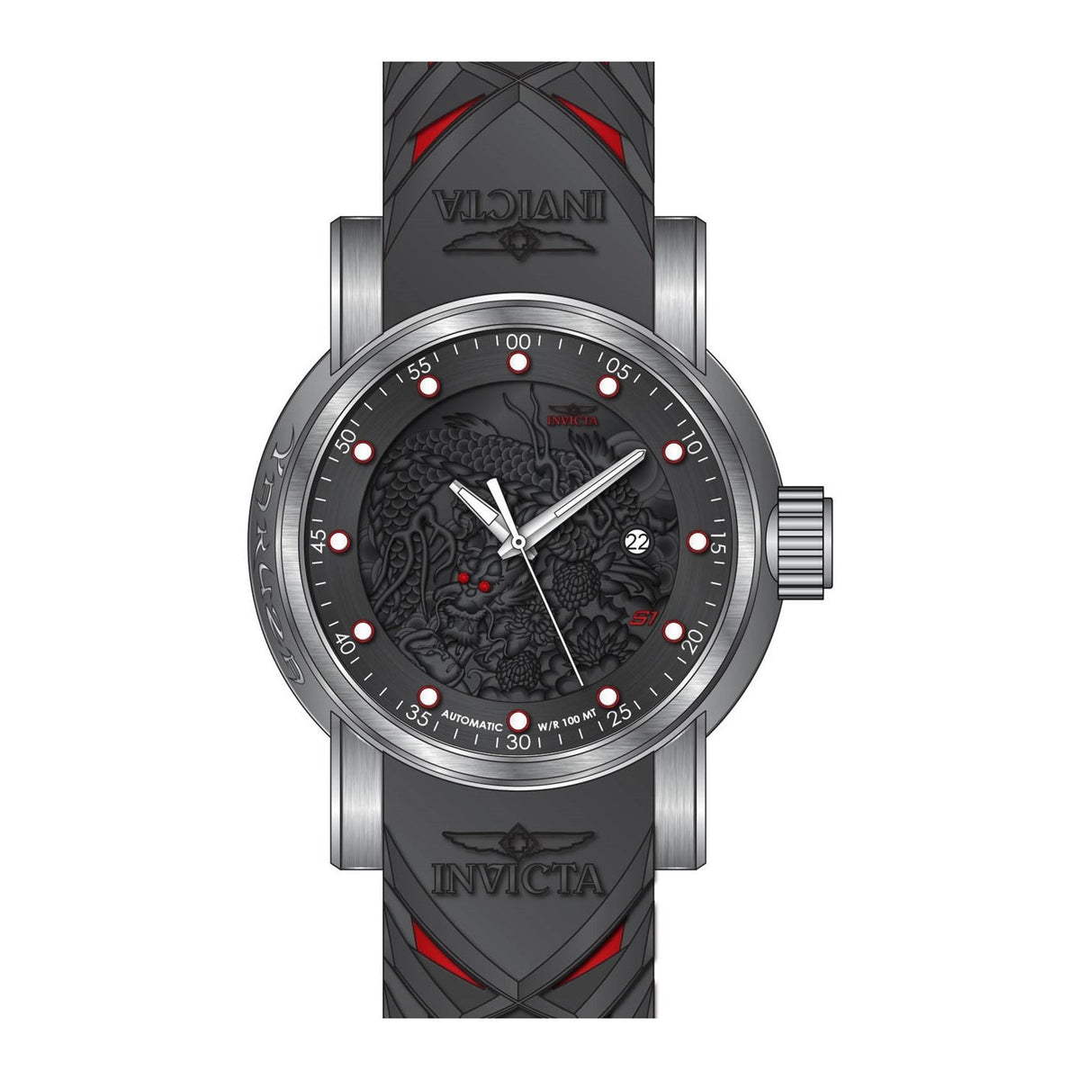 Invicta Men's 28172 S1 Rally Automatic Black and Red Silicone Watch