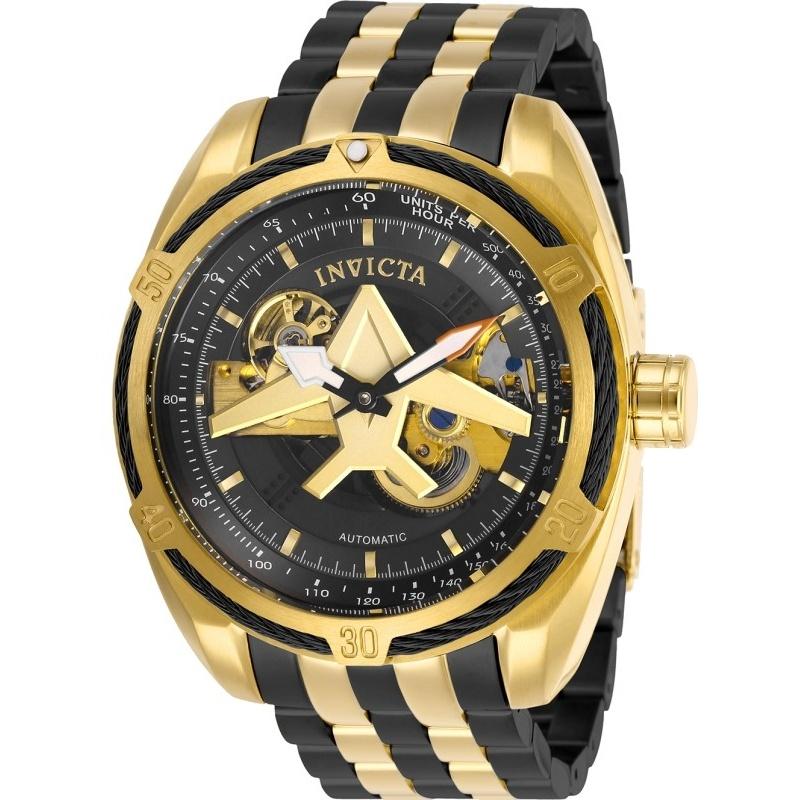 Invicta Men&#39;s 28217 Aviator Automatic Black and Gold-Tone Stainless Steel Watch
