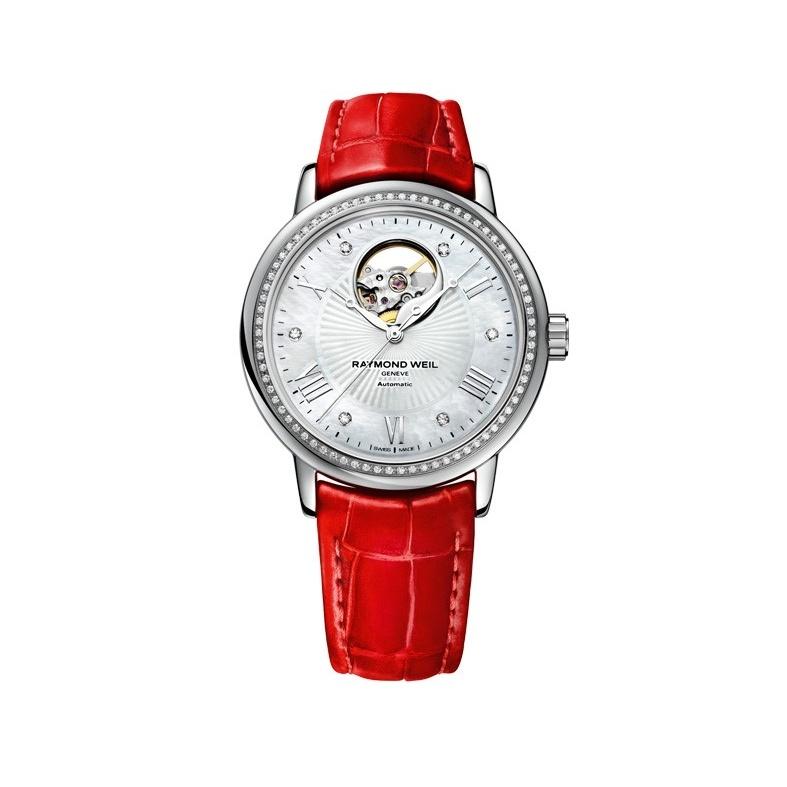Raymond Weil Women&#39;s 2827-LS8-00966 Maestro Automatic Red Leather Watch