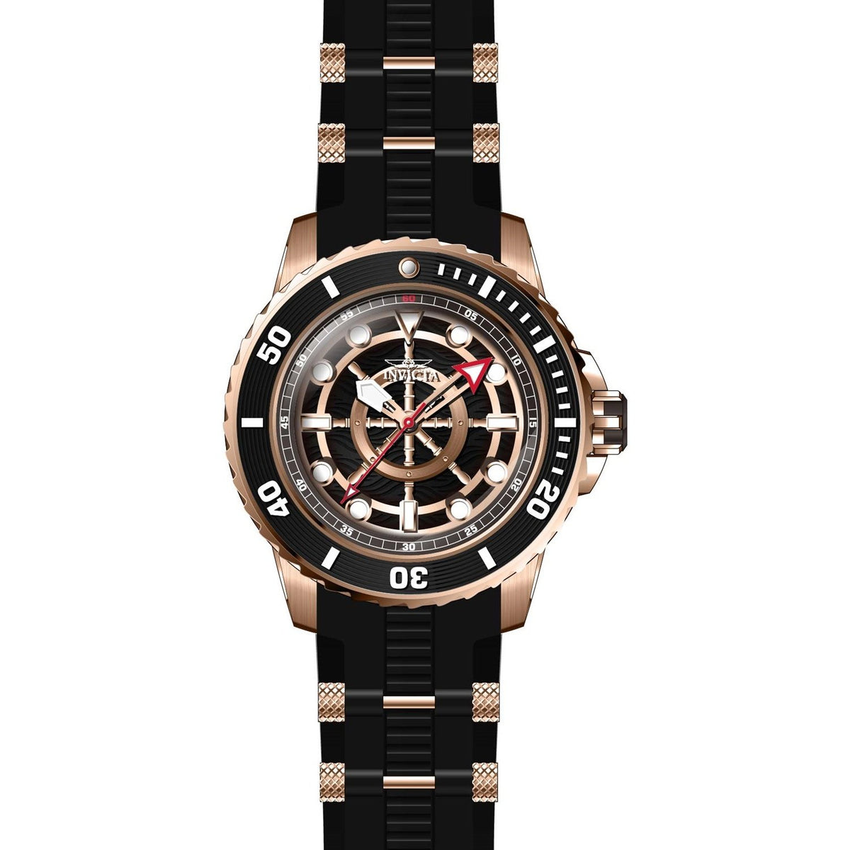Invicta Men's 28313 Pro Diver Black and Rose-Tone Inserts Silicone Watch