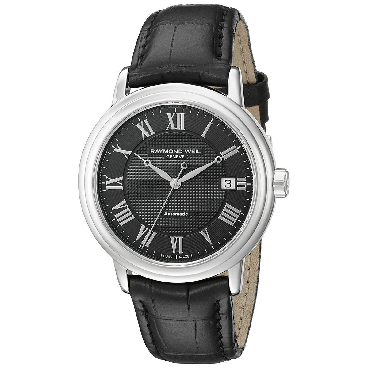 Raymond Weil Men&#39;s 2837-STC-00208 Maestro Automatic Black Leather Watch