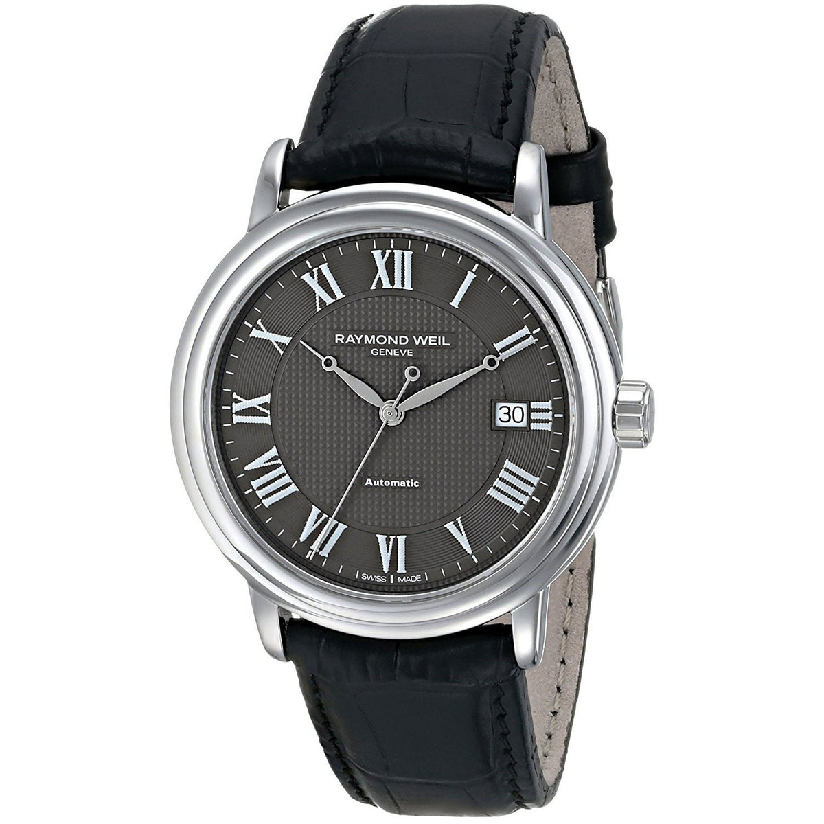 Raymond Weil Men&#39;s 2837-STC-00609 Maestro Automatic Black Leather Watch