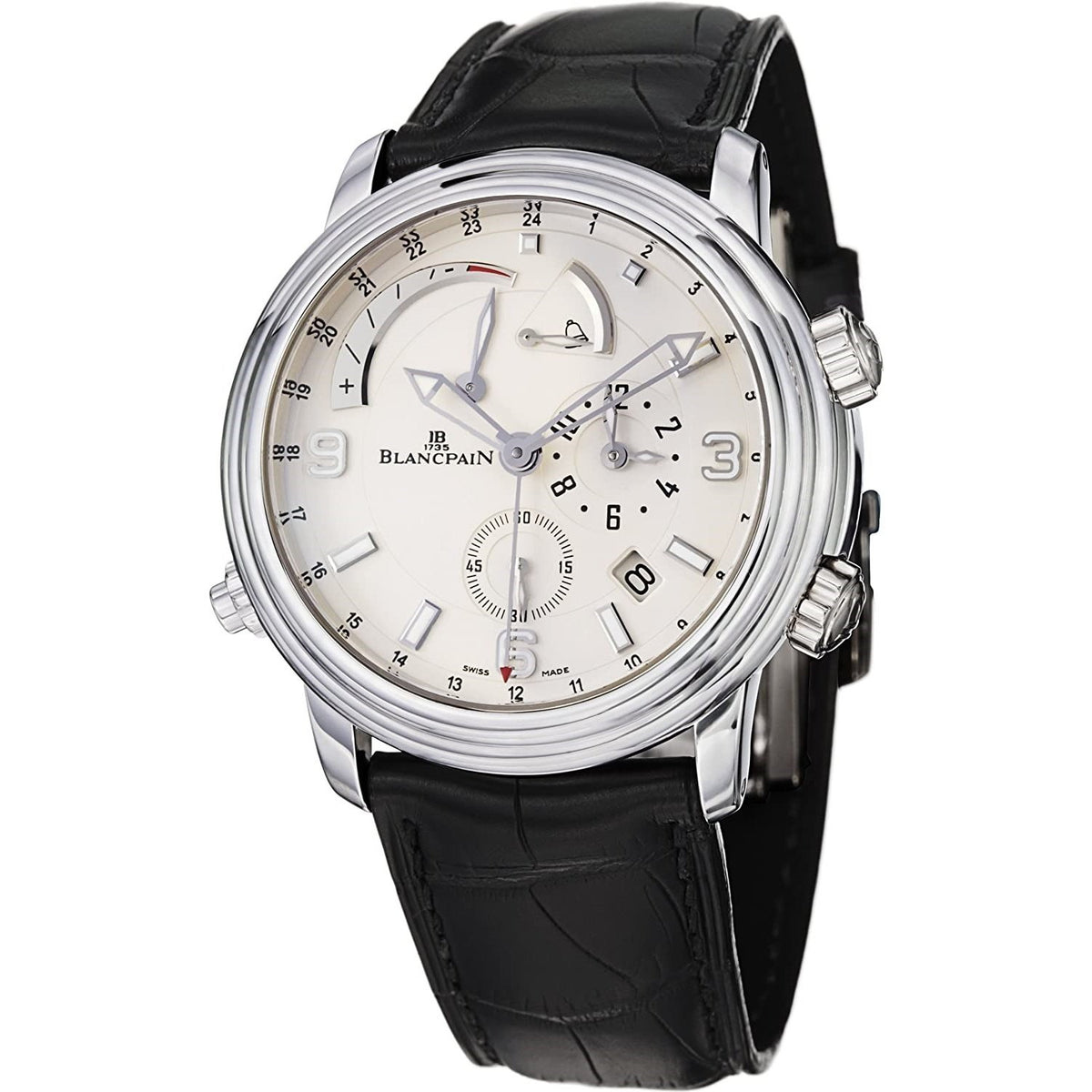 Blancpain Men&#39;s 2841-1542-53B Leman Chronograph Black Leather Watch