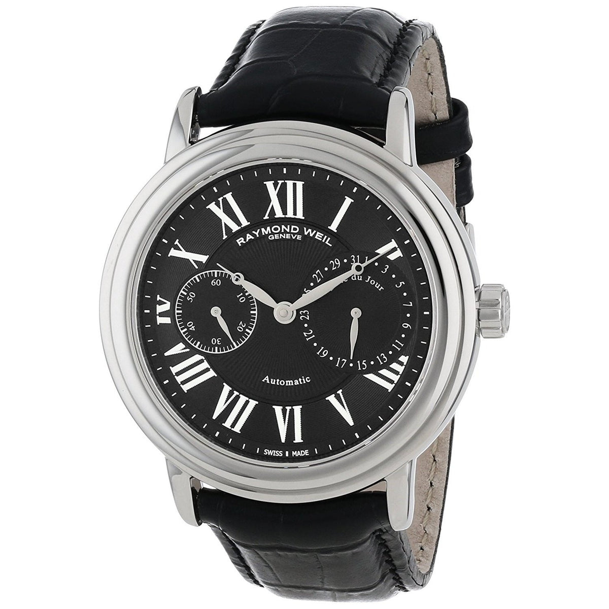 Raymond Weil Men&#39;s 2846-STC-00209 Maestro Chronograph Automatic Black Leather Watch
