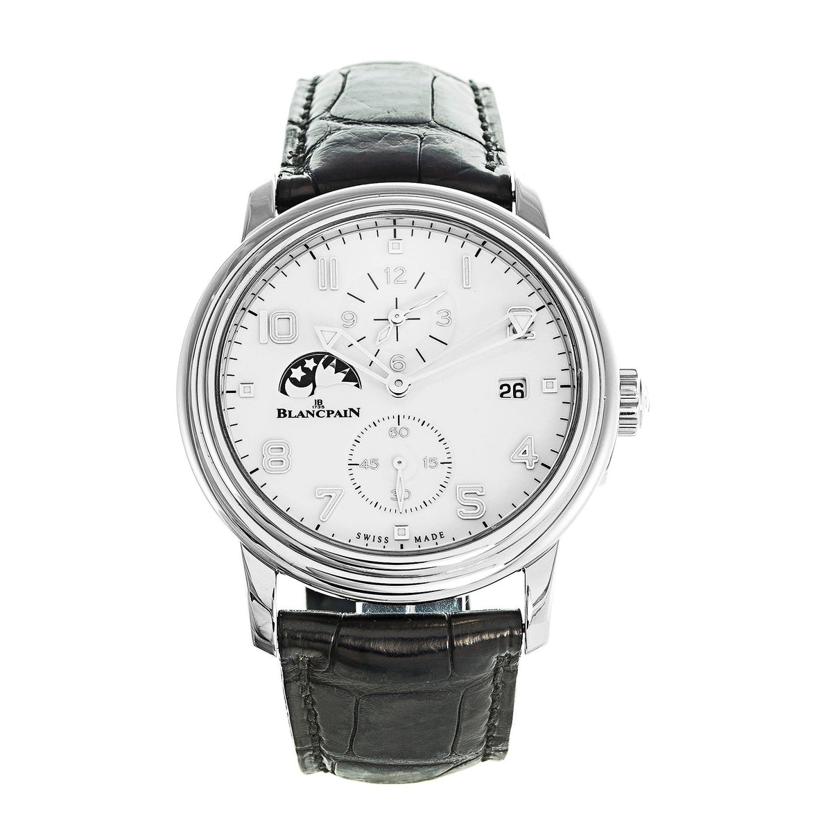 Blancpain Men&#39;s 2860-1127-53B Leman Chronograph Black Leather Watch