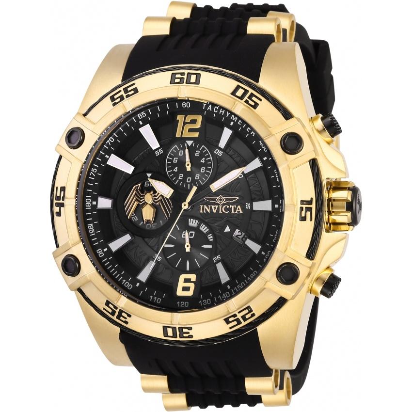 Invicta Men&#39;s 28977 Marvel Venom Black and Gold-Tone Inserts Silicone Watch