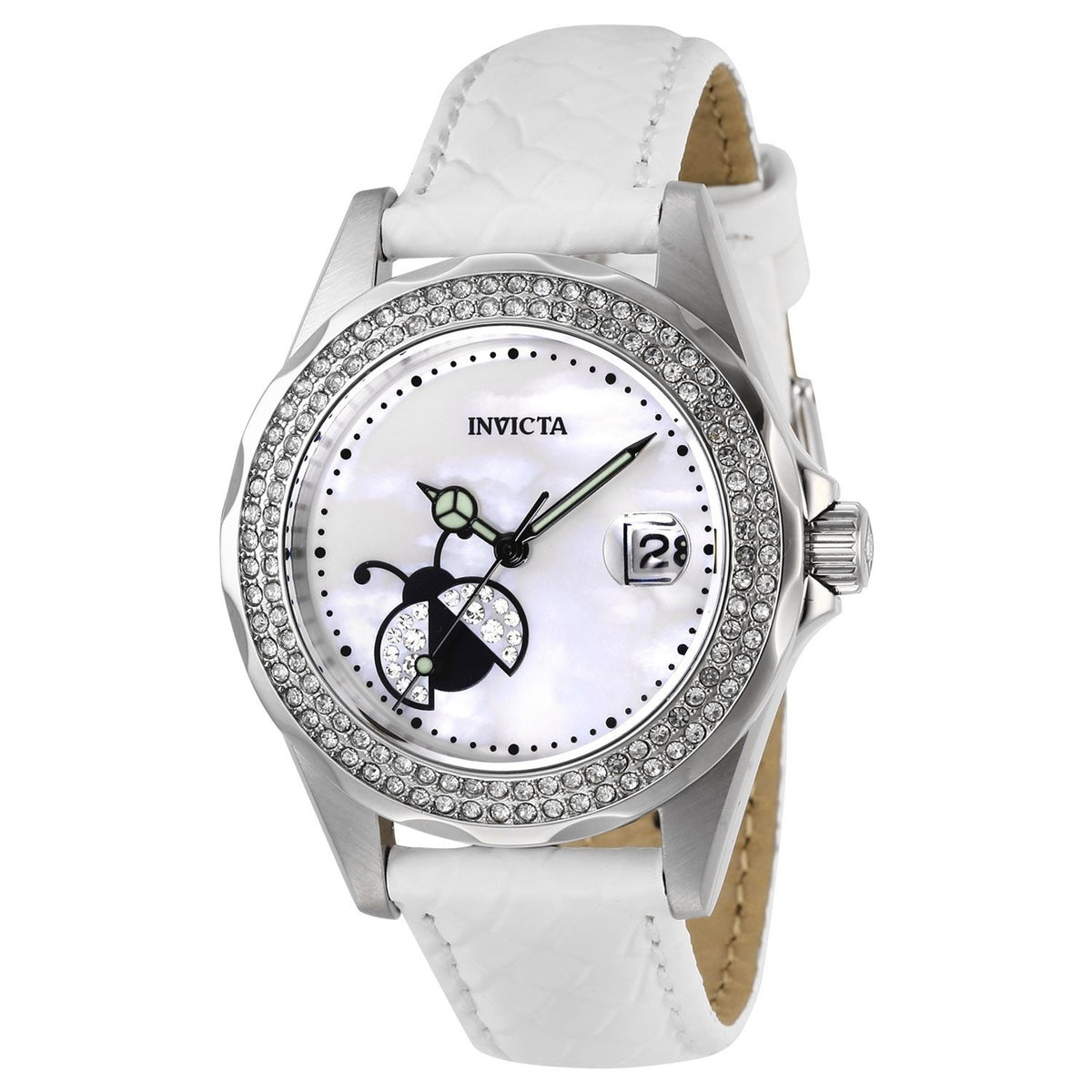 Invicta Women&#39;s 29028 Angel White Leather Watch