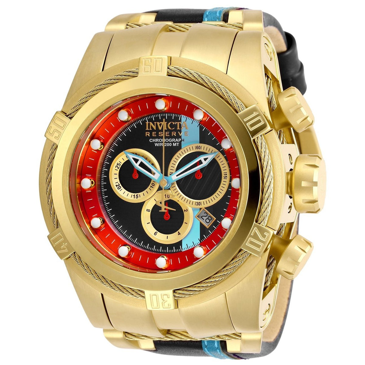 Invicta Men&#39;s 29053 Reserve Race Team Black and Silver Leather and Stainless Steel Watch