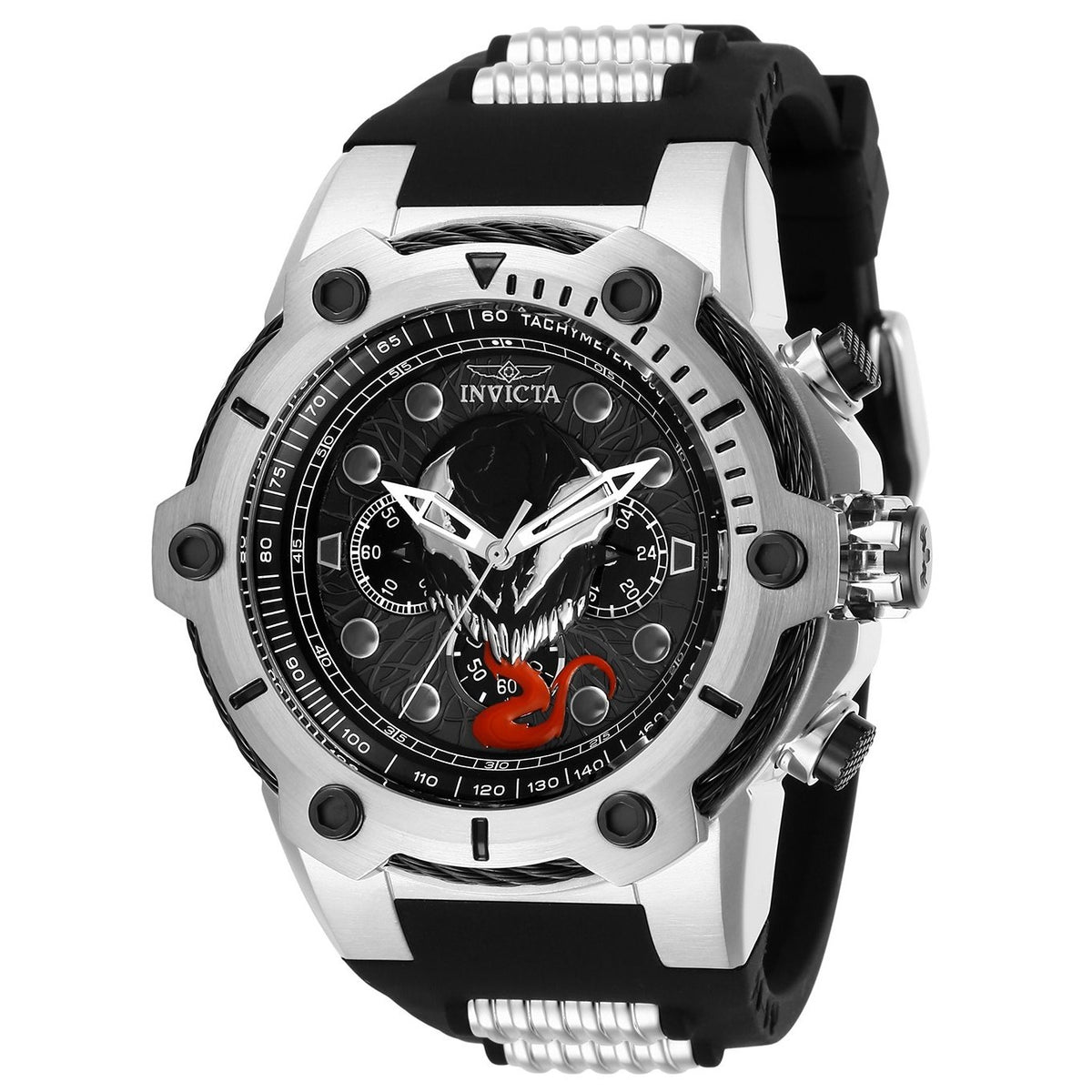 Invicta Men&#39;s 29056 Venom Black and Silver Inserts Silicone Watch