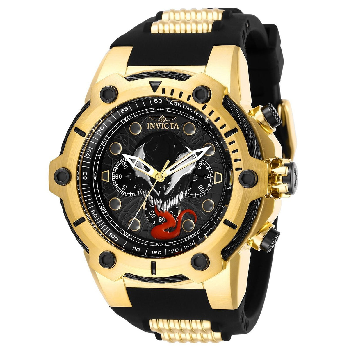 Invicta Men's 29057 Venom Black and Gold-Tone Inserts Silicone Watch