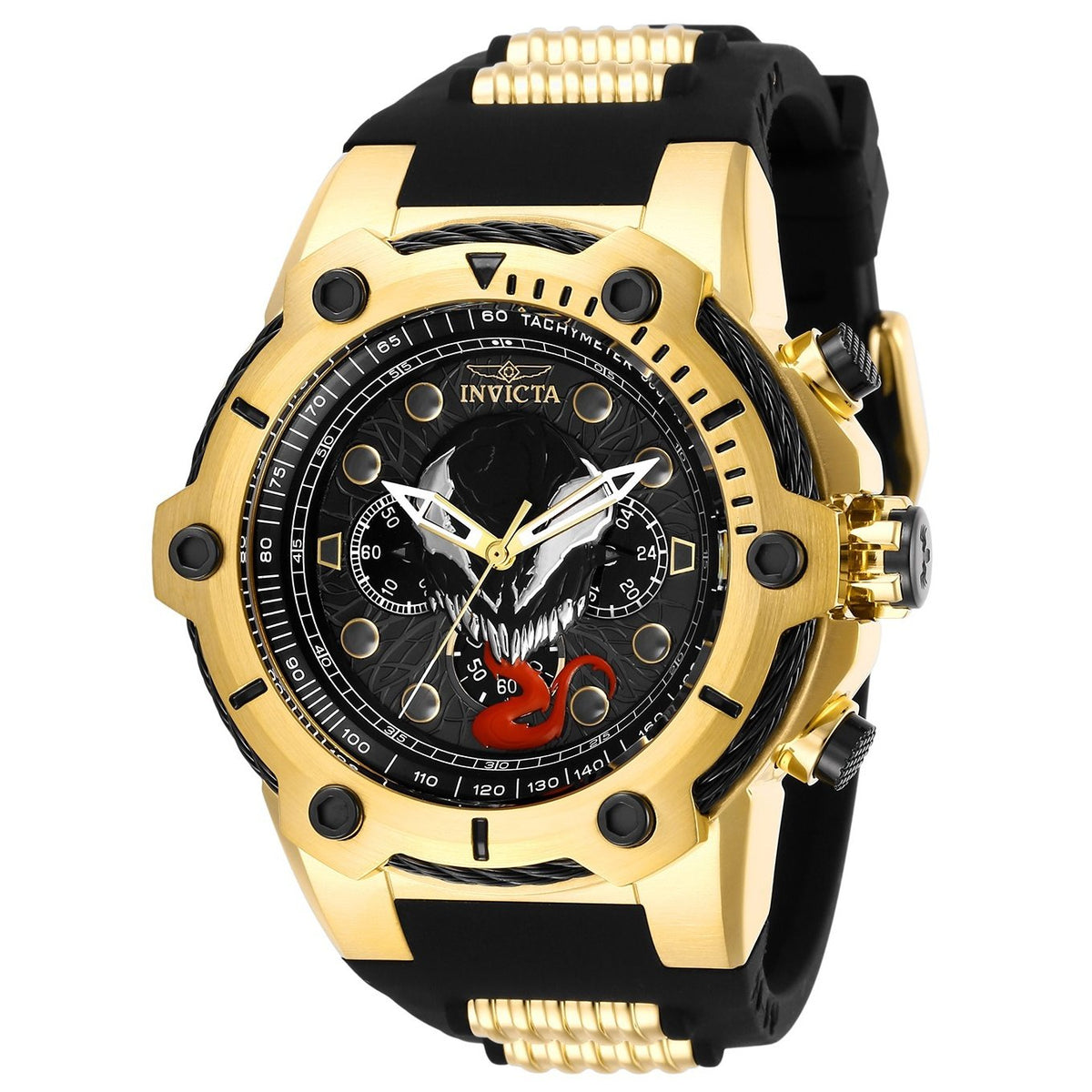 Invicta Men&#39;s 29057 Venom Black and Gold-Tone Inserts Silicone Watch