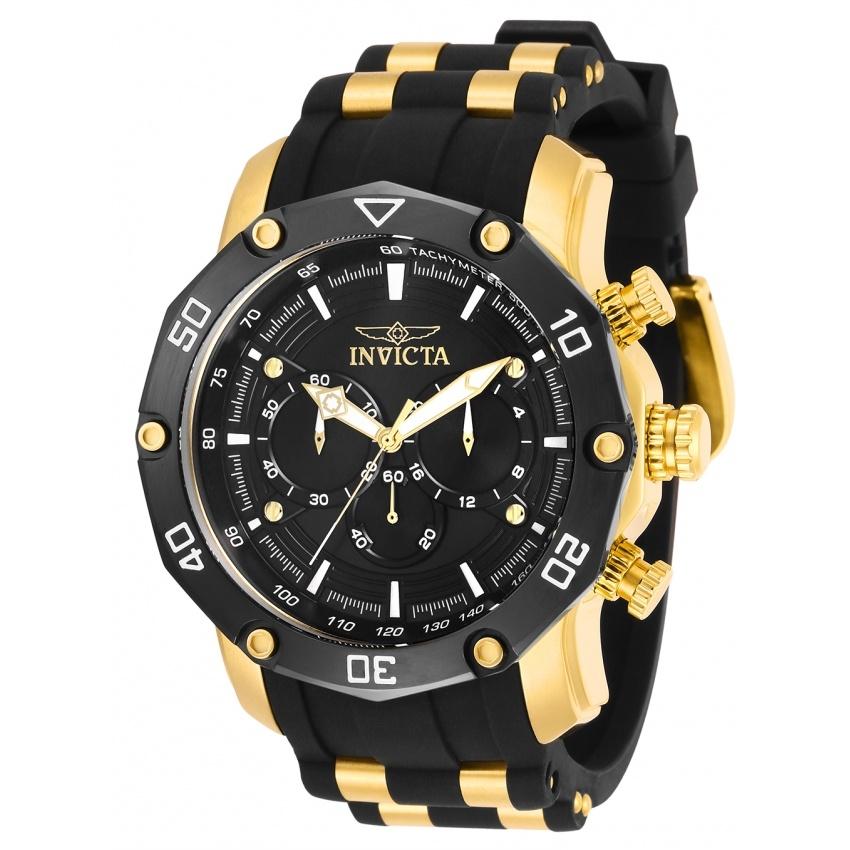Invicta Men&#39;s 30080 Pro Diver Black and Gold-Tone Polyurethane Watch