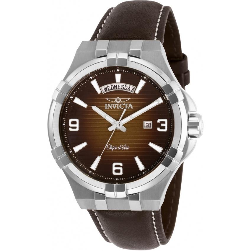 Invicta Men&#39;s 30184 Objet D Art Brown Leather Watch