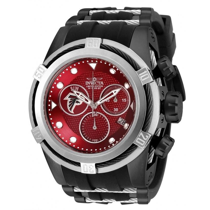 Invicta Men's 30224 NFL Falcons Black and Silver Inserts Silicone Watch
